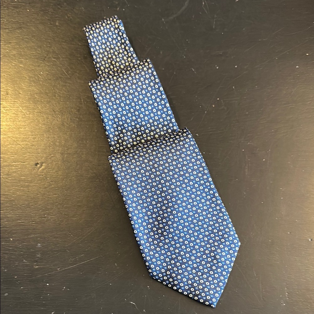 Lauren Ralph Lauren Blue and White Polka Dot Tie